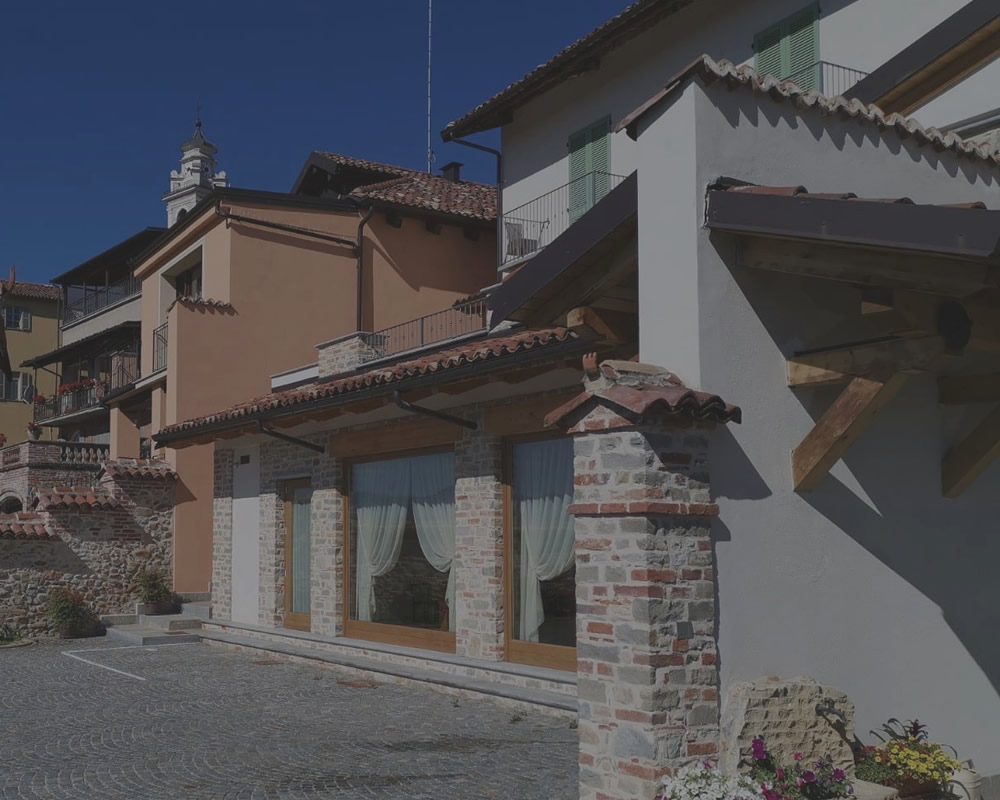 Entrance to Osteria del Borgo in Carru