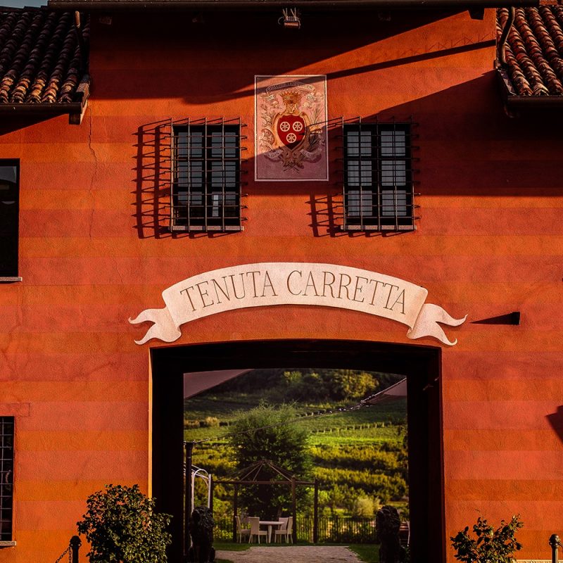 entrance to tenuta carretta winery and vineyards of barolo wine